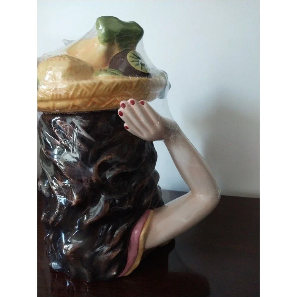 Rare Carmen Miranda Tropical Lady Ceramic Cookie Jar Fruit Hat Original Unopened
